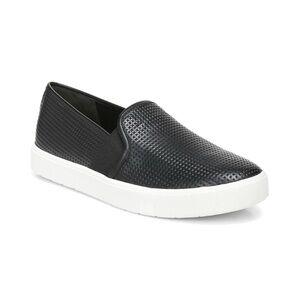 Vince Womens Blair Slip On Sneaker Perforated Black Leather Casual Loafers 8.5 M